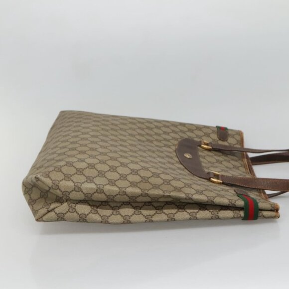GUCCI GG Supreme Web Sherry Line Tote Bag PVC Beige Gold 39 02 091 Auth - Picture 12 of 15